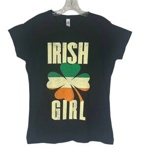 Irish Girl Graphic Tshirt Womens XL Black Green Irish St Patricks Day